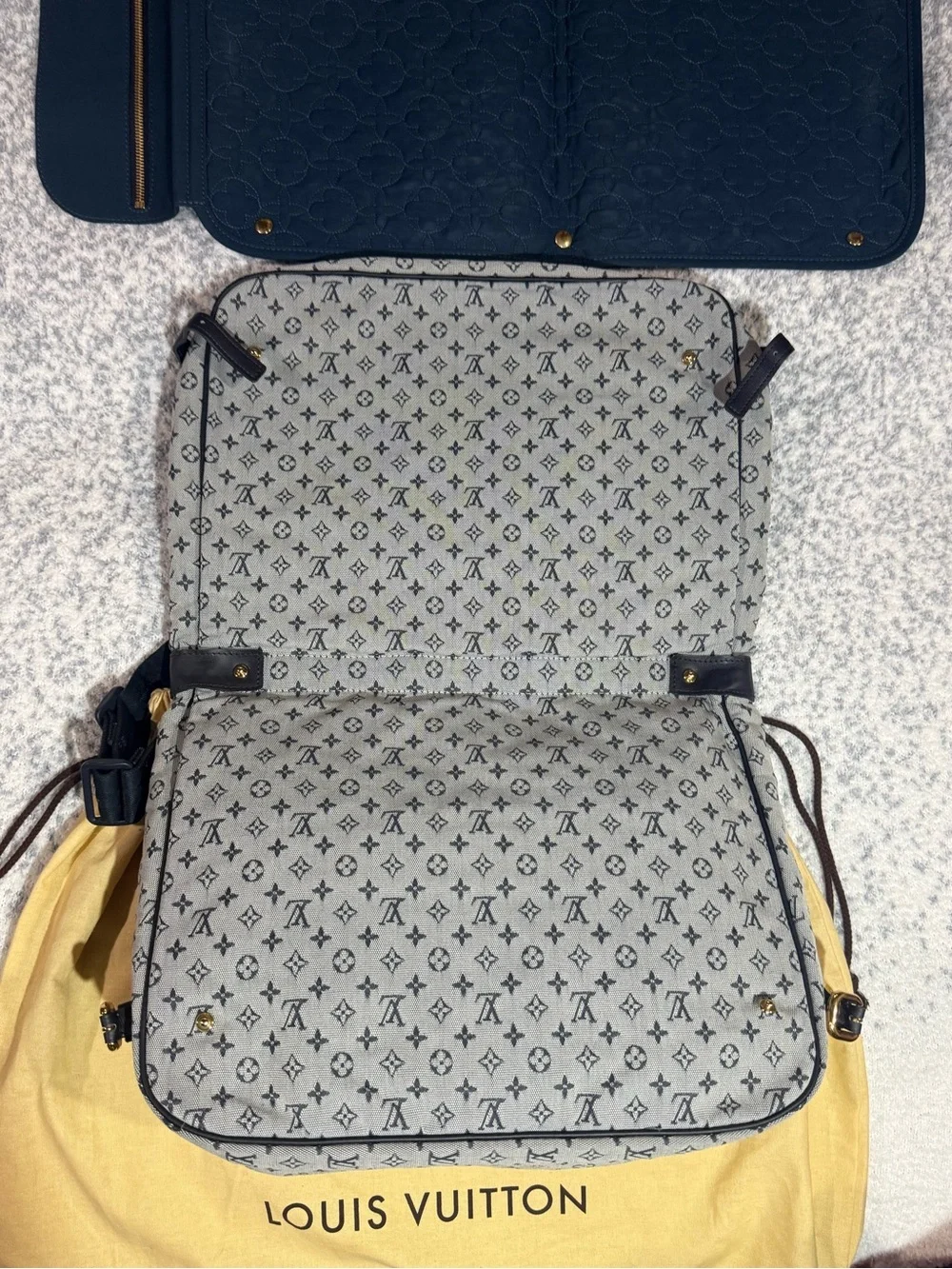 Louis Vuitton Gray Monogram Messenger with Black Straps